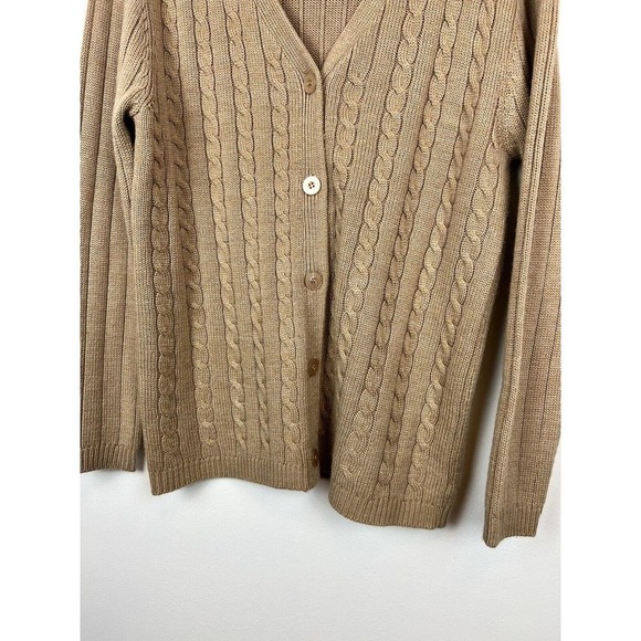 vtg Karen Scott Sport camel brown knit cardigan sz Md grandpacore - Picture 4 of 6